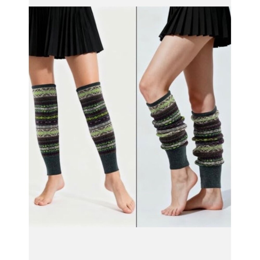 Wool Leg Warmers‎ Winter Striped Boho Long Thigh High Leg Warmers